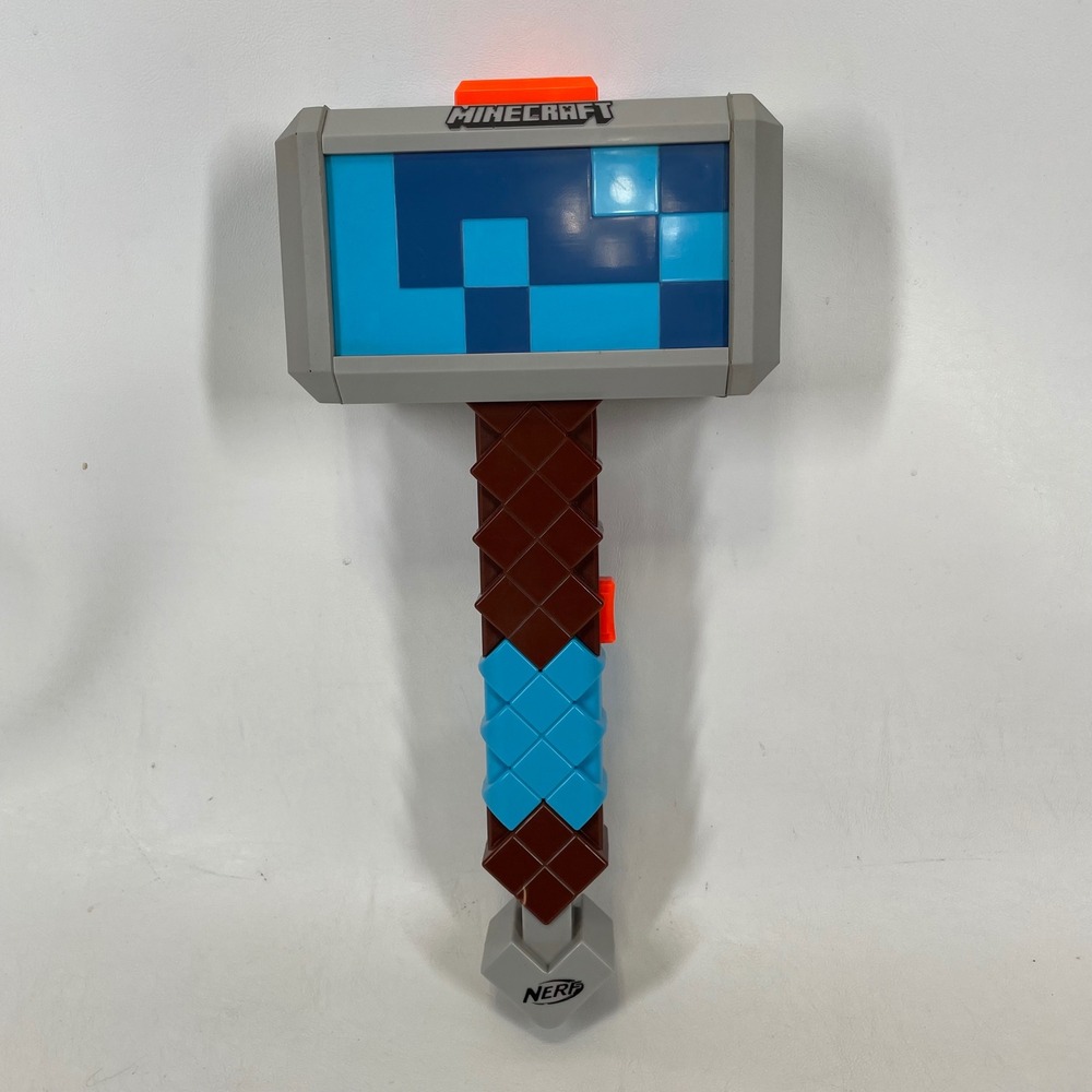 Nerf Minecraft Stormlander Hammer Dart Blaster Toy F4416 Blue Grey